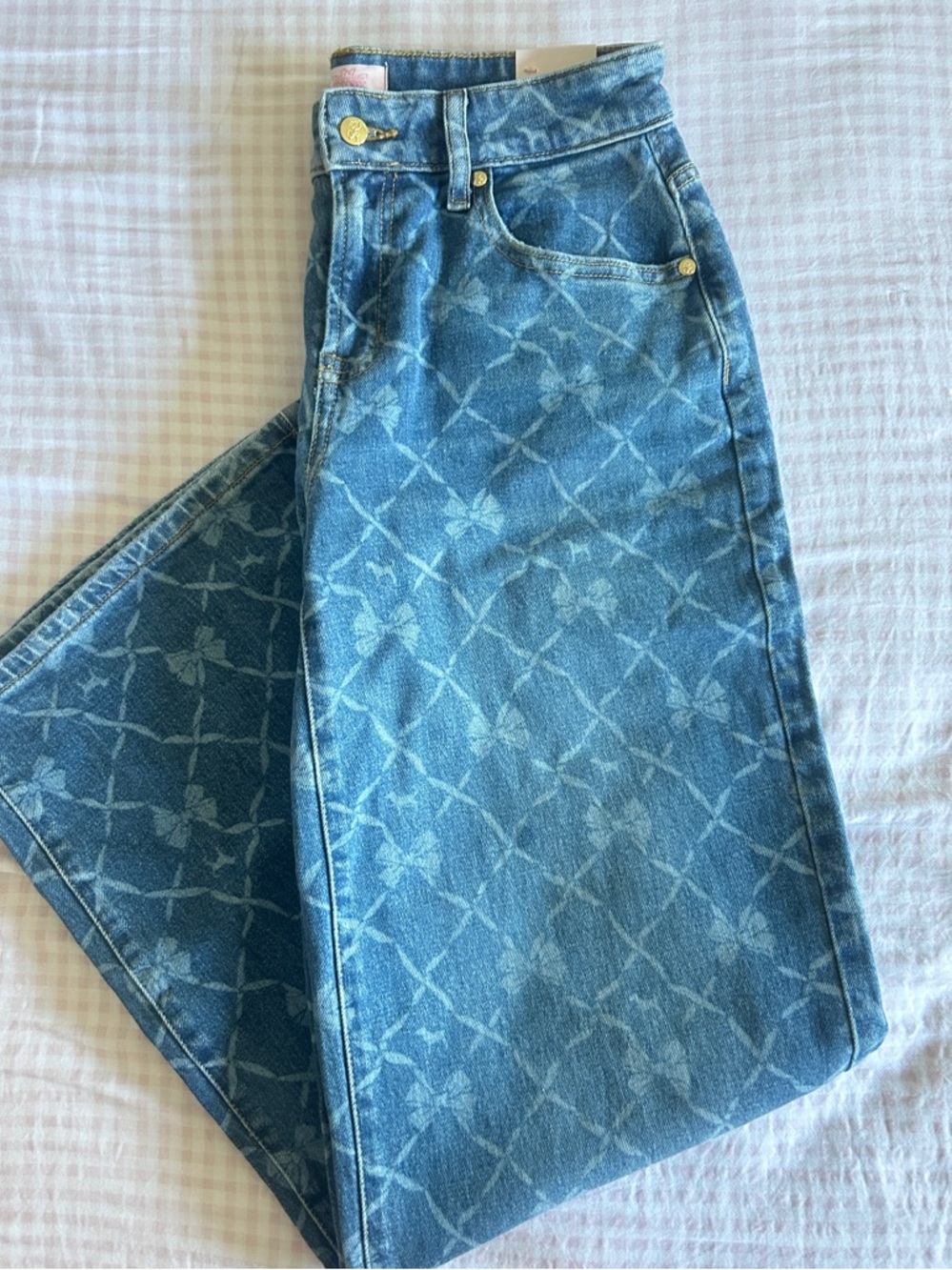 PINK Victoria's Secret x Love shack fancy Wide Leg Jeans 6 NWT